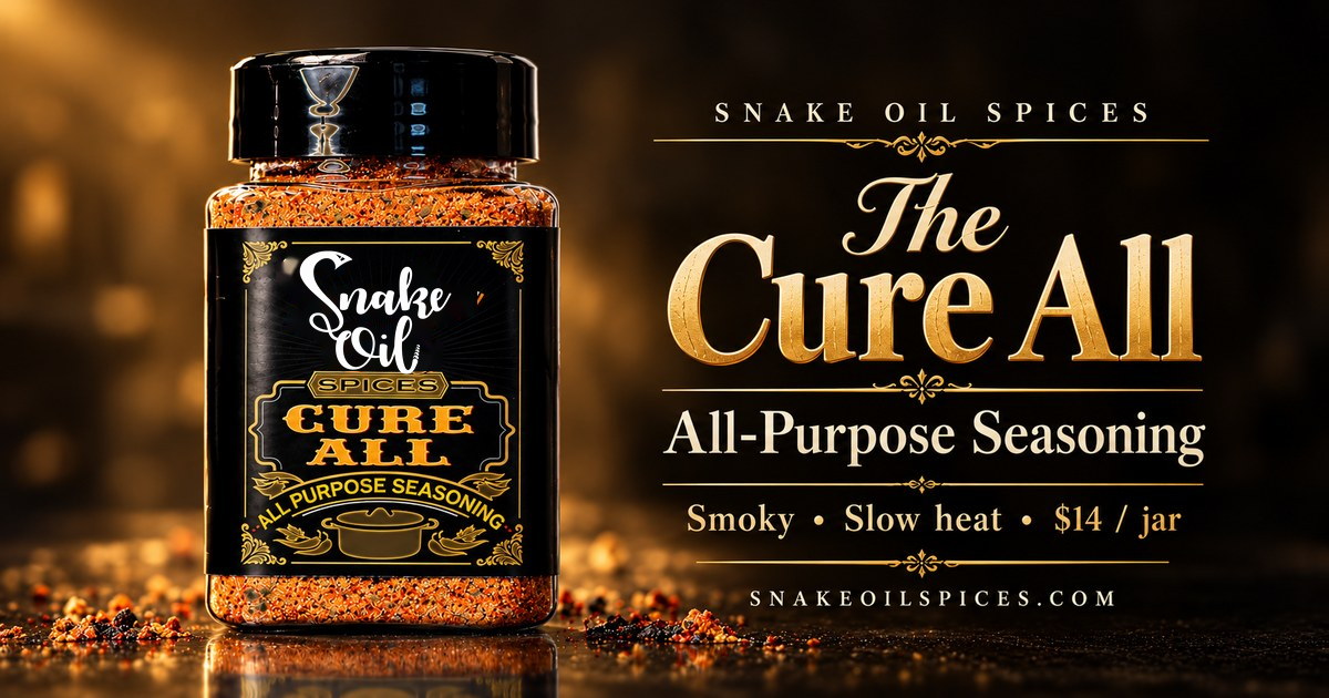 The Cure All jar, all-purpose seasoning: smoky, slow heat, $14 a jar